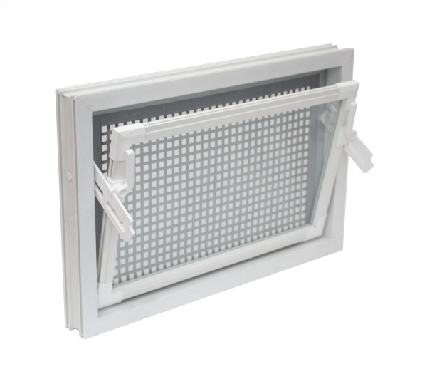 Kellerfenster weiss 80 x 60 cm Isolierverglasung 3.3 incl. Schutzgitter, Insektenschutz, 4 Fensterbauschrauben